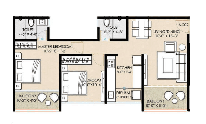 Tulip Infinity Solaria Unit plan - 701 sq.ft.