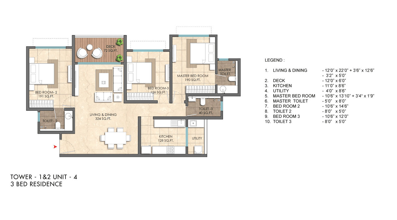 Lodha Altero Unit plan - 1200 sq.ft.