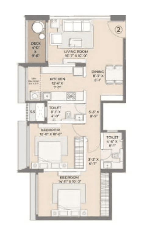 Arkade Pearl Unit plan - 795 sq.ft.