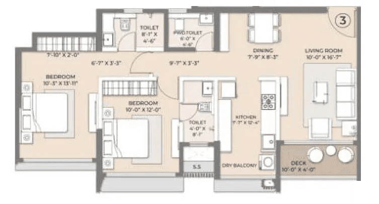 Arkade Pearl Unit plan - 839 sq.ft.