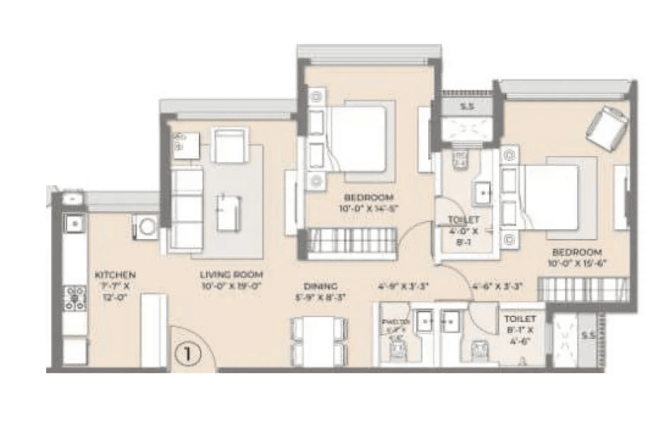 Unit plan - 788 sq.ft.