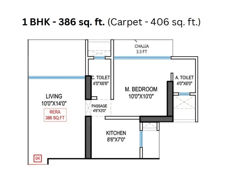 Navkarmik Shiv Vardaan Unit plan - 386 sq.ft.