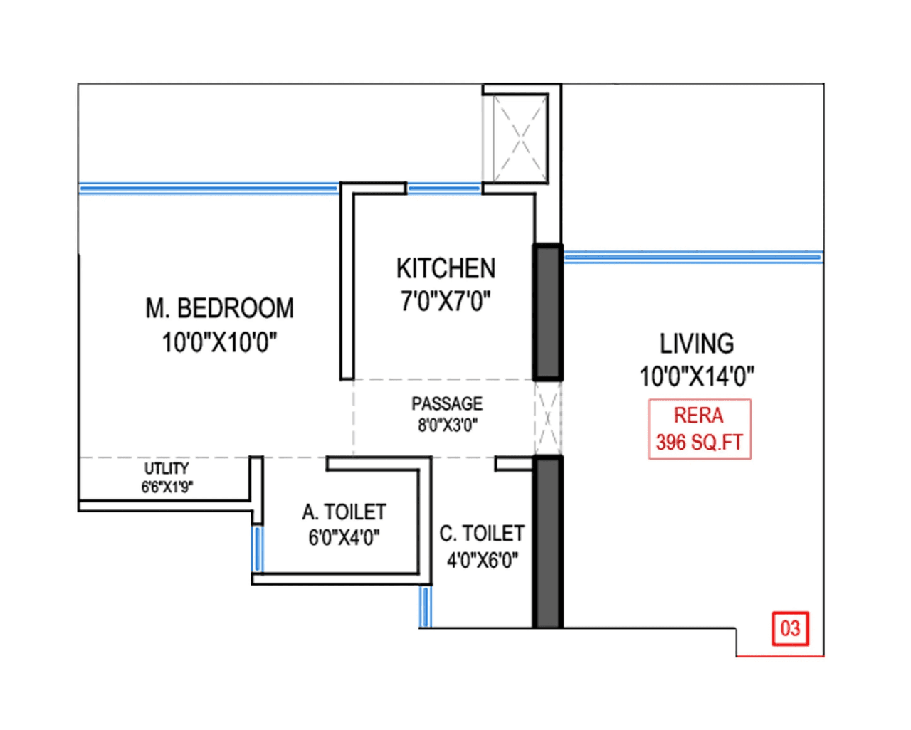 Navkarmik Shiv Vardaan Unit plan - 400 sq.ft.