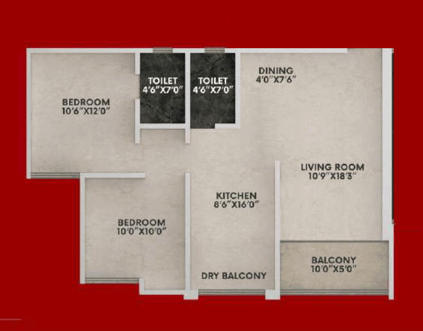 K Square Kalaya Greens Unit plan - 770 sq.ft.