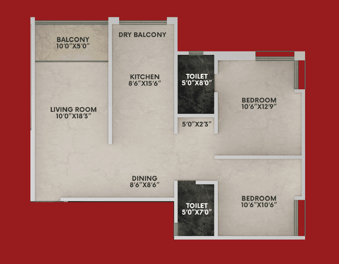 K Square Kalaya Greens Unit plan - 850 sq.ft.