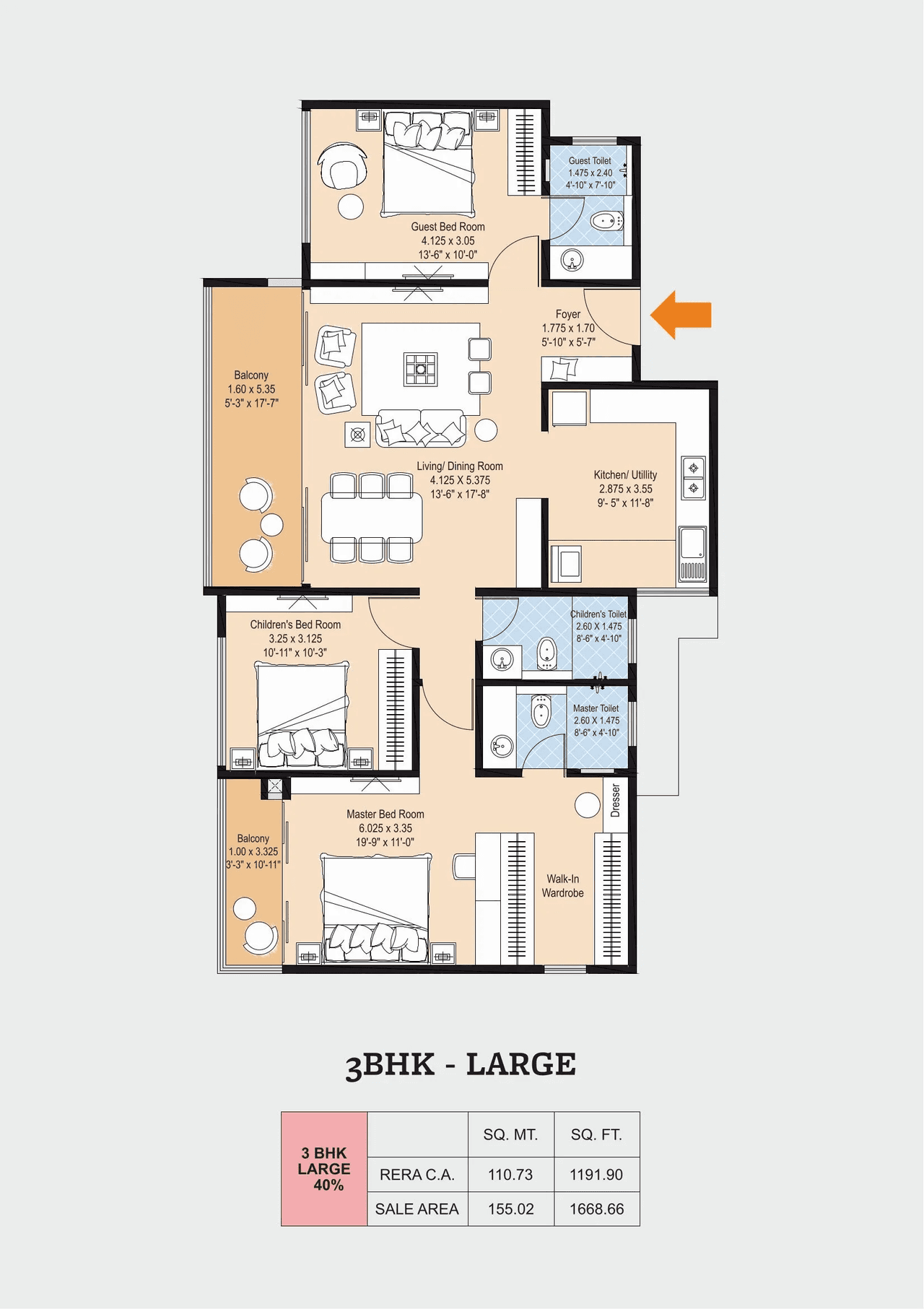 Bhandari 54 Flores Drive Unit plan - 1191 sq.ft.