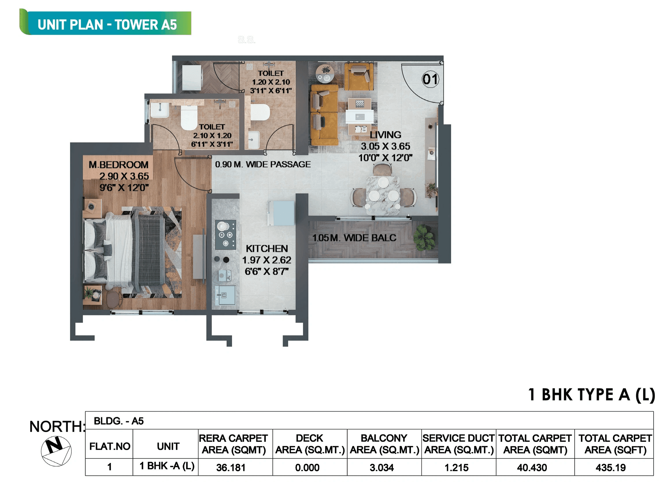 Unit plan - 435 sq.ft.