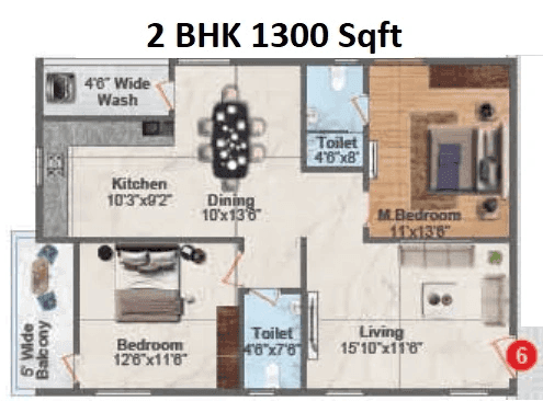 Hyndava MNK Heights Unit plan - 910 sq.ft.