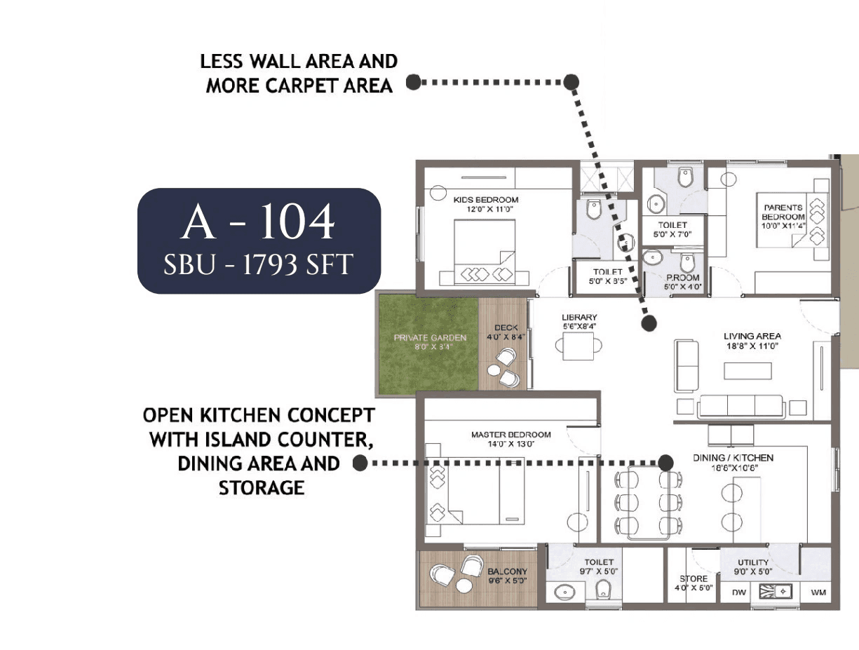 Amogaya Adorit Unit plan - 1308 sq.ft.