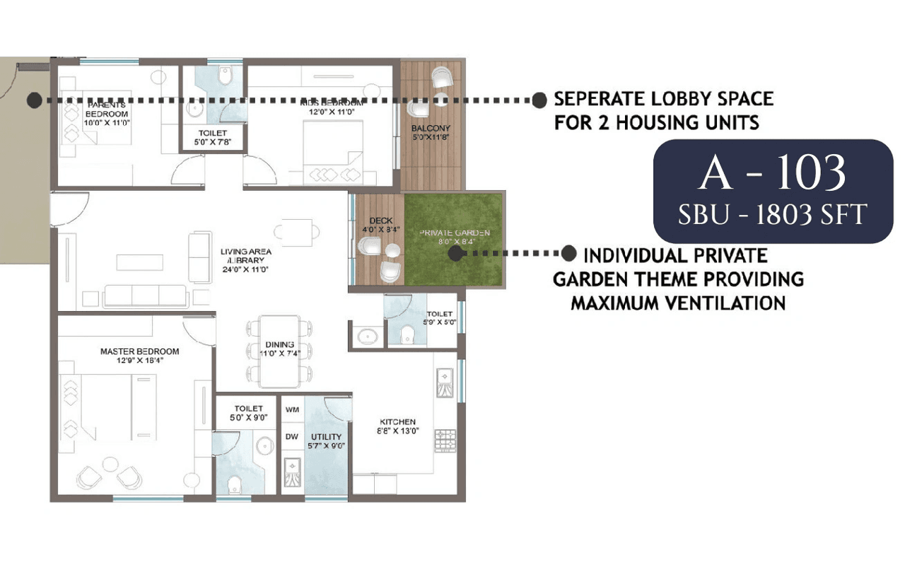 Amogaya Adorit Unit plan - 1316 sq.ft.