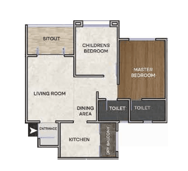 Dagade Patil Core Bavdhan Unit plan - 694 sq.ft.