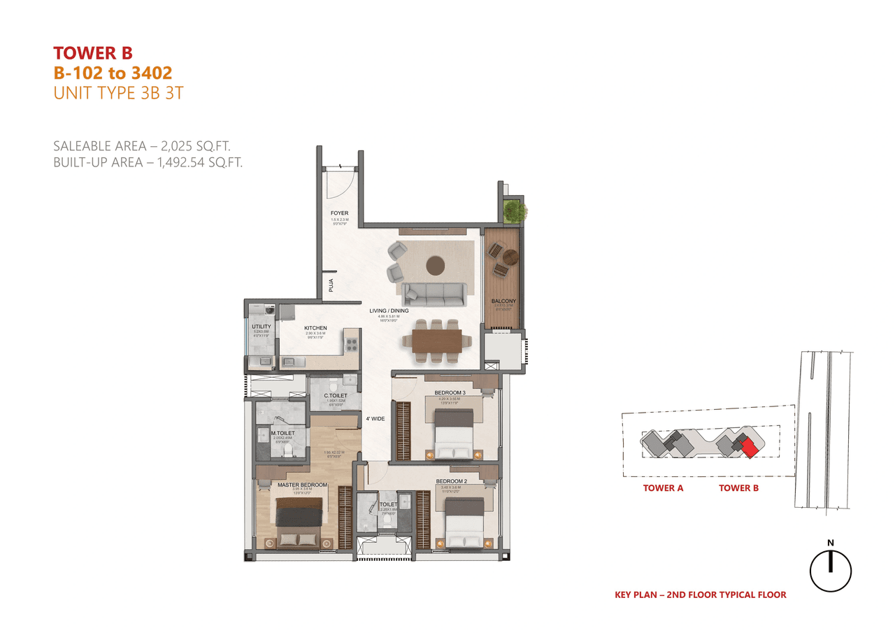 Houze of jindal Zolaah Unit plan - 1492 sq.ft.