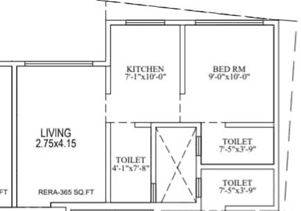 Pinnacle Amantran Unit plan - 365 sq.ft.