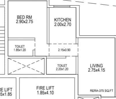 Pinnacle Amantran Unit plan - 375 sq.ft.