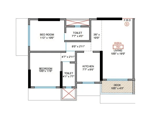 Rishabraj Ceramont Unit plan - 701 sq.ft.