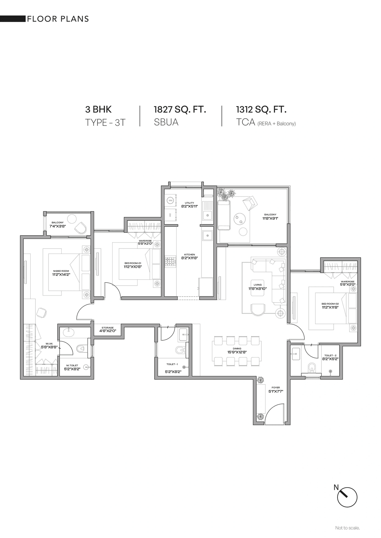 Unit plan - 1312 sq.ft.