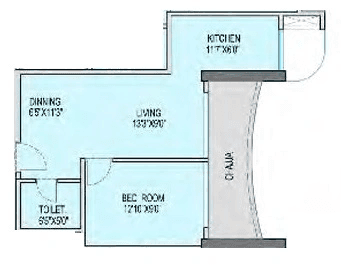 Rubberwala Fuego Unit plan - 428 sq.ft.