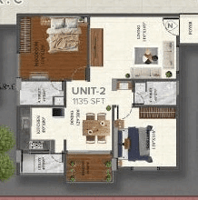 M Square The Breeze Way Unit plan - 794 sq.ft.