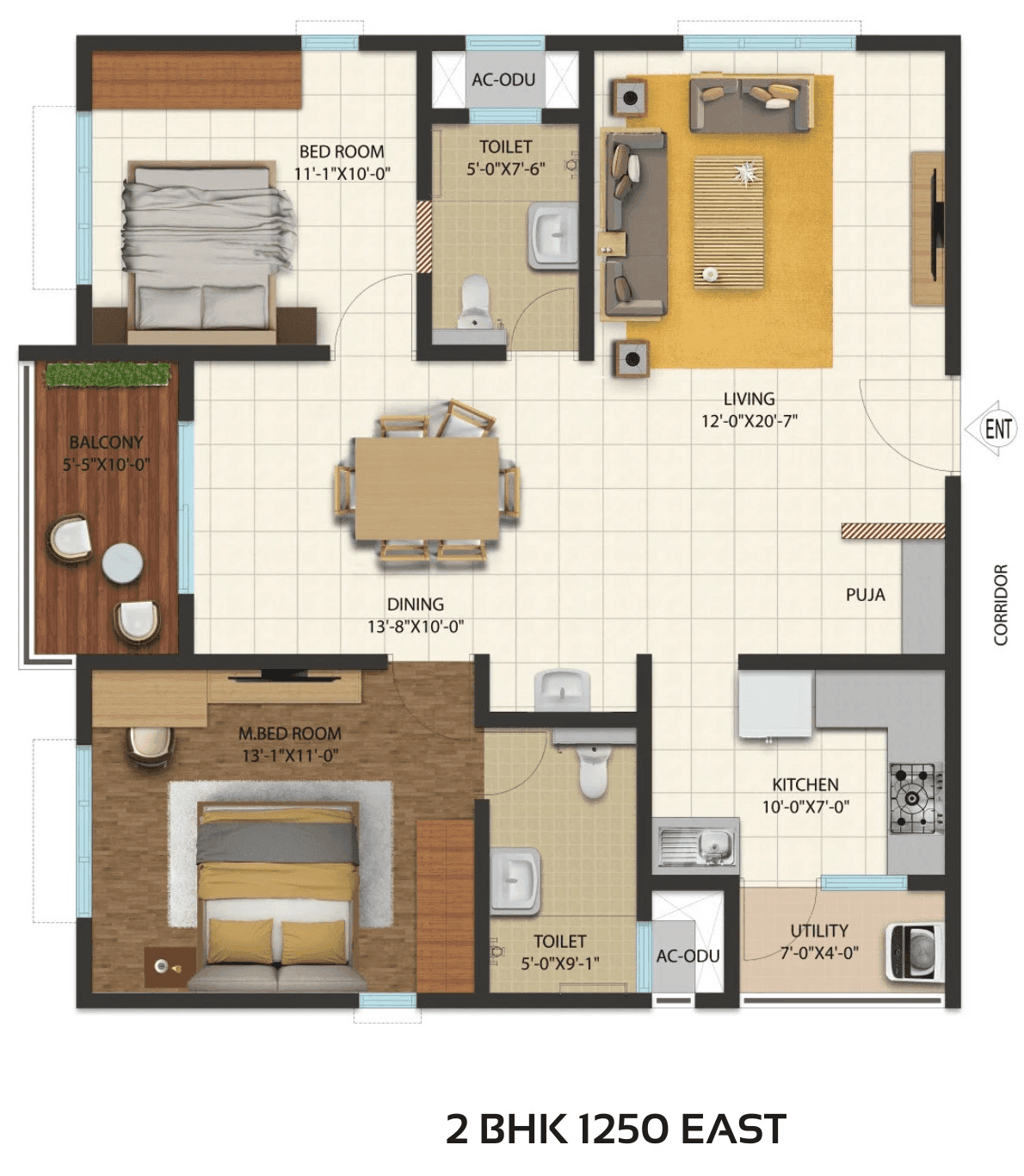 Cybercity Oriana Unit plan - 844 sq.ft.