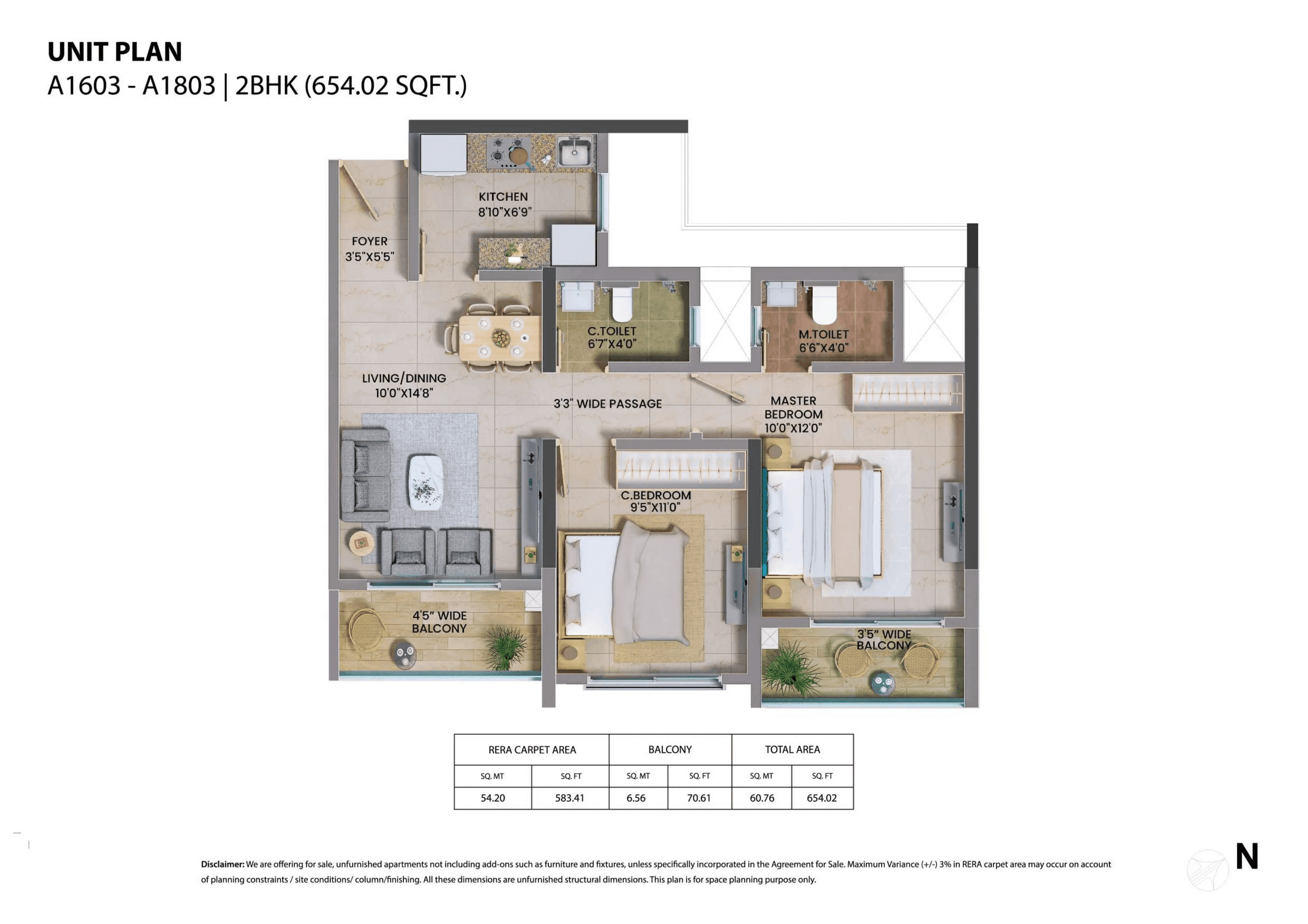 Unit plan - 654 sq.ft.