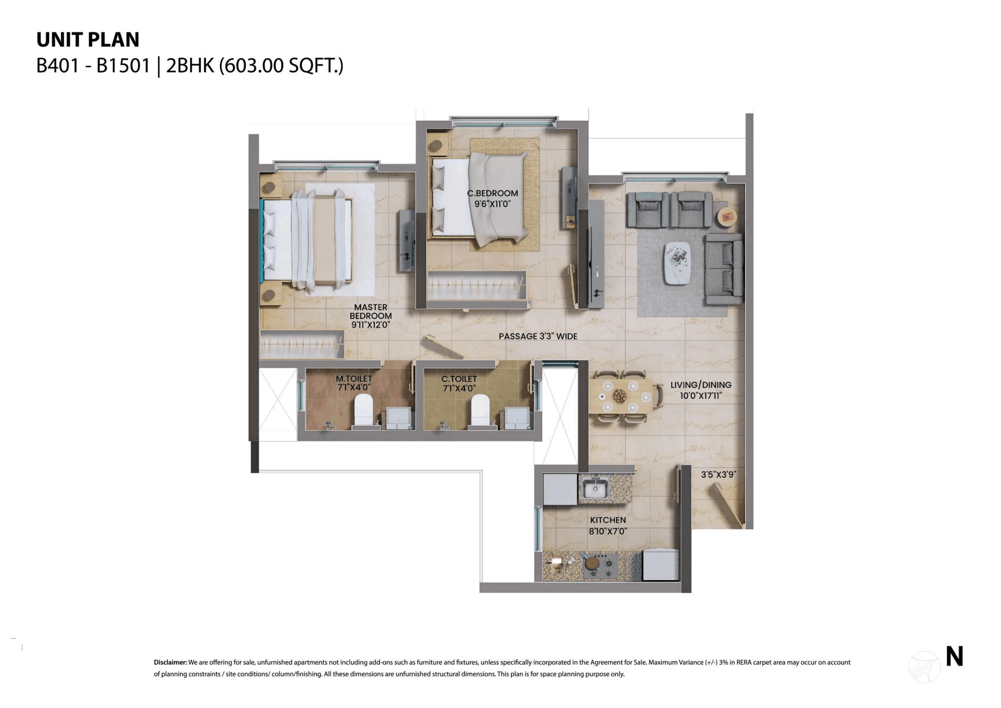 Unit plan - 603 sq.ft.