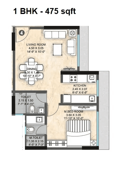 Unit plan - 475 sq.ft.