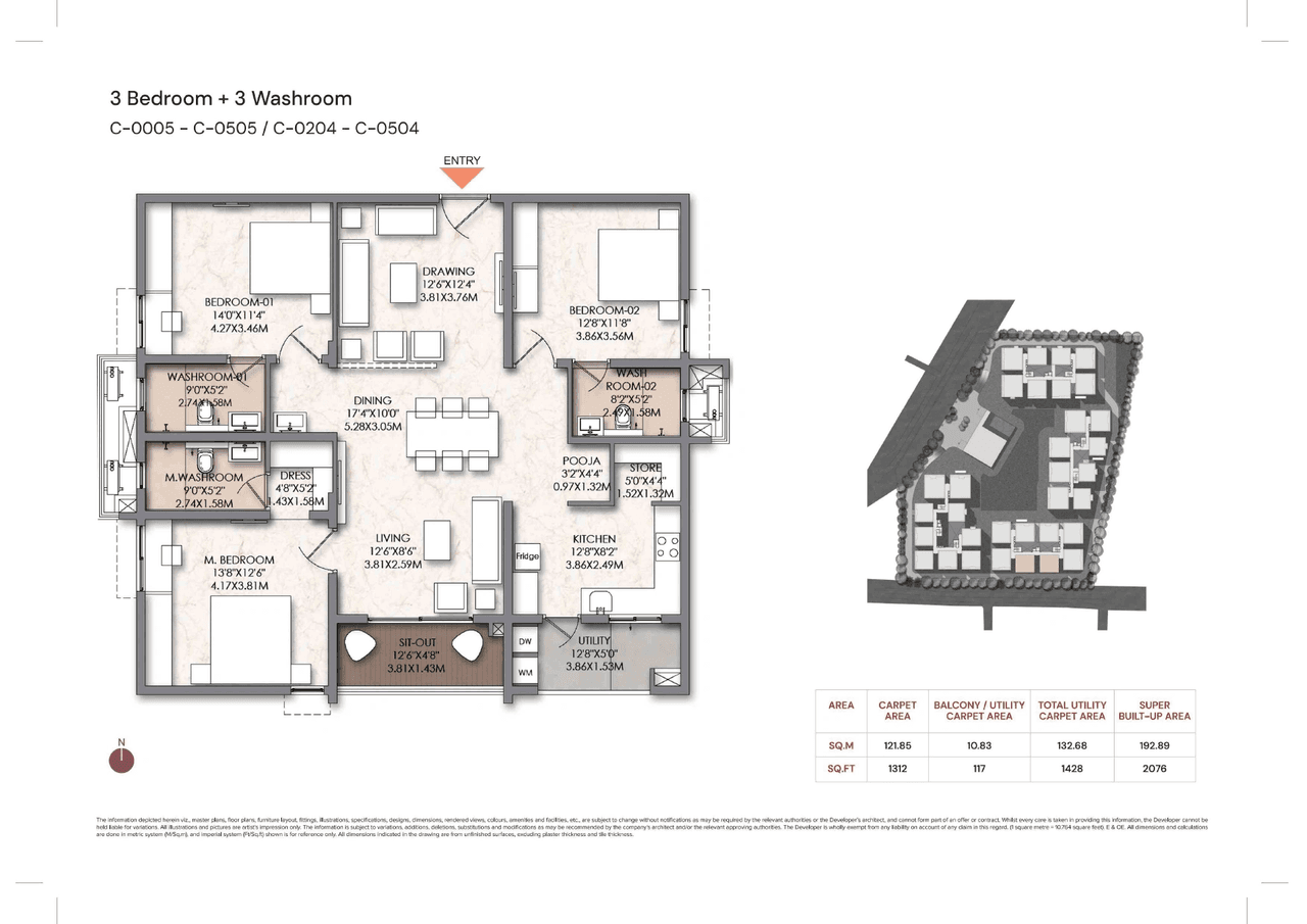 Brigade Manor Unit plan - 1312 sq.ft.