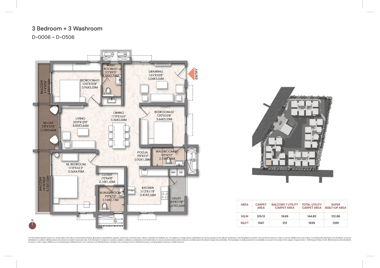 Brigade Manor Unit plan - 1347 sq.ft.