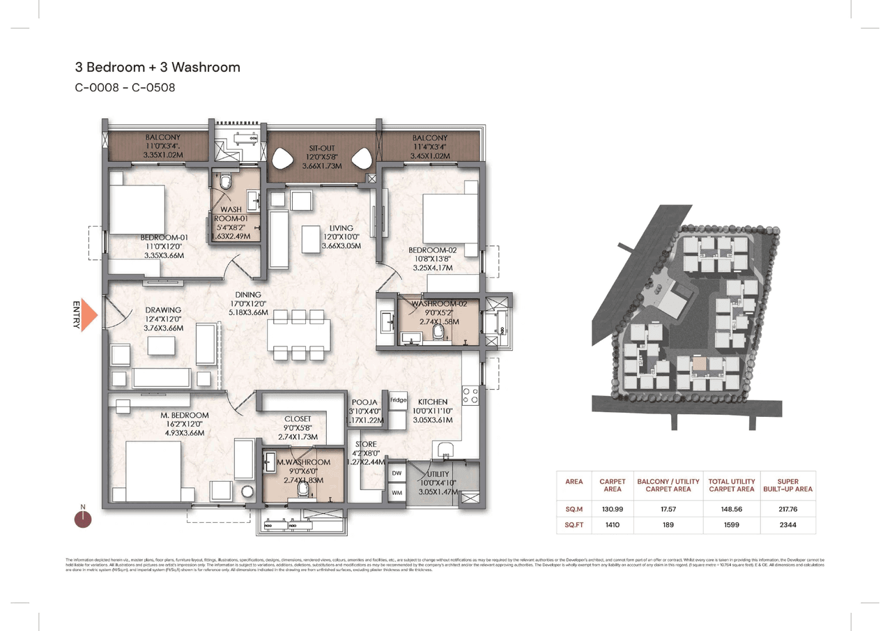 Brigade Manor Unit plan - 1410 sq.ft.