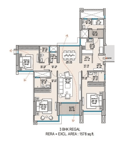 Godrej Skyshore Unit plan - 1578 sq.ft.