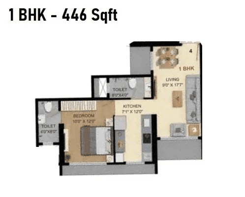 JDN Cornerstone Unit plan - 446 sq.ft.