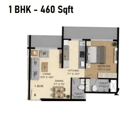 JDN Cornerstone Unit plan - 460 sq.ft.