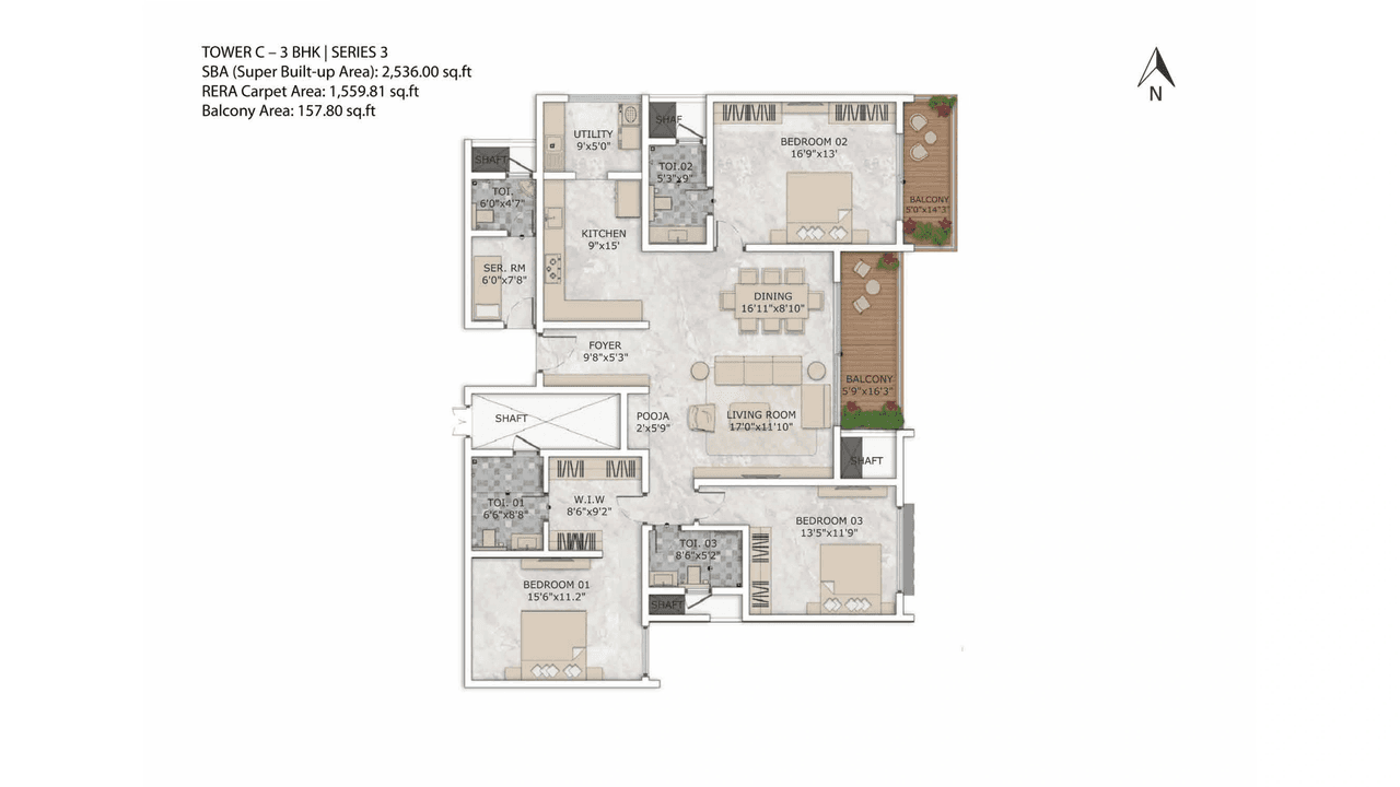 SNN Raj Bay Vista Unit plan - 1775 sq.ft.