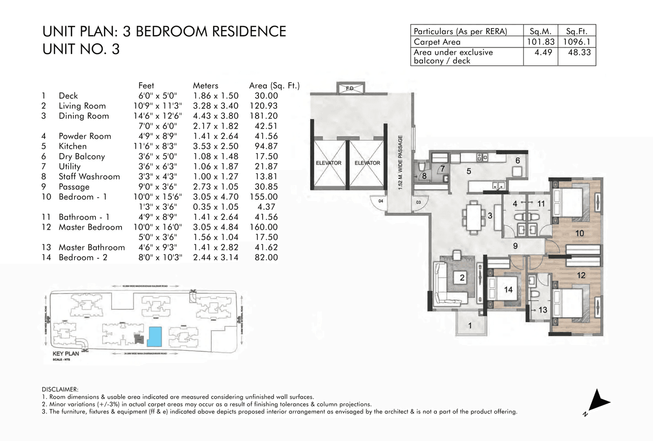 Rustomjee Seasons Unit plan - 1096 sq.ft.