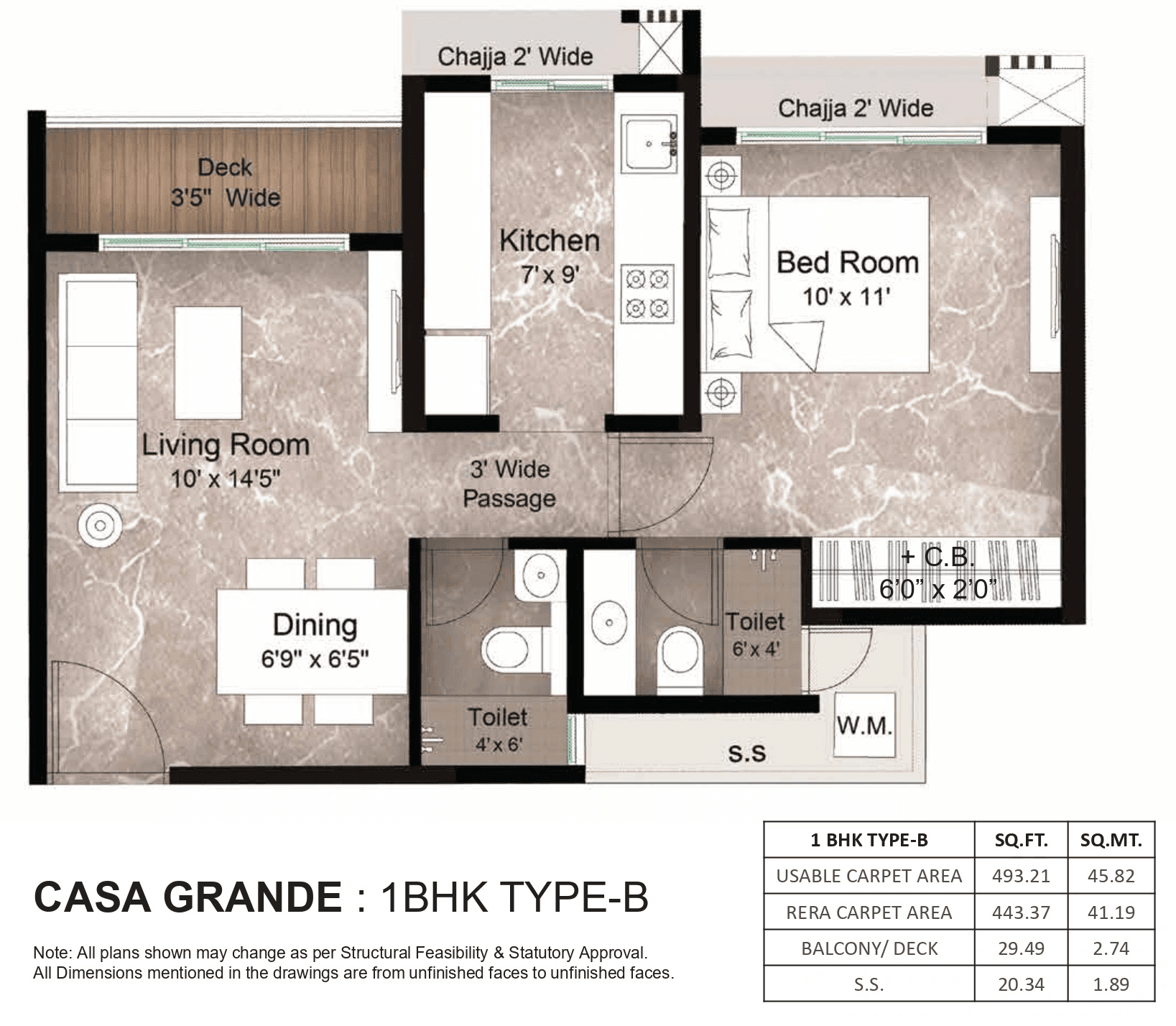 Unit plan - 493 sq.ft.