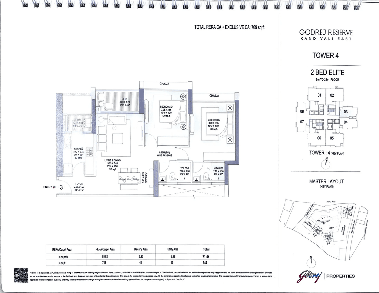 Godrej Reserve Unit plan - 769 sq.ft.