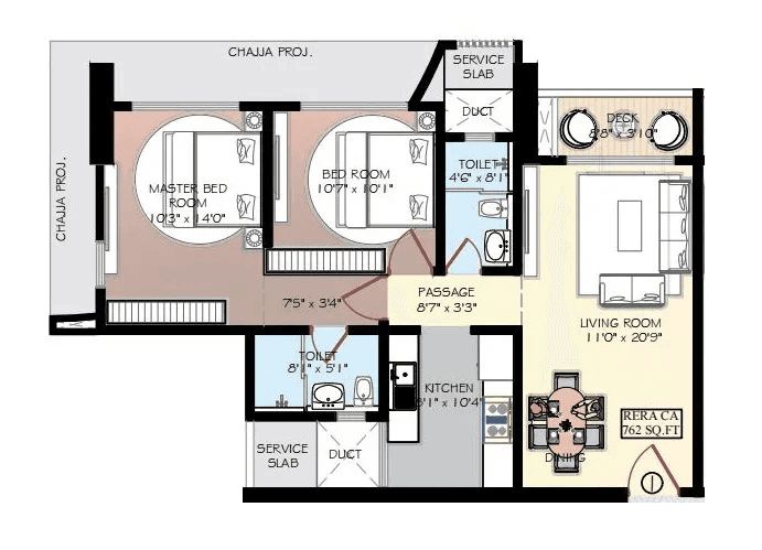 Avhad Bayline Unit plan - 762 sq.ft.