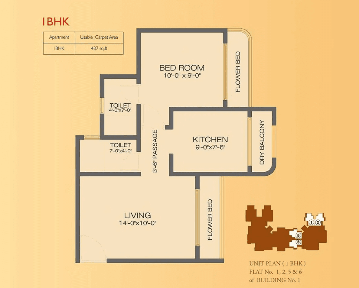 Origin Oriana Unit plan - 437 sq.ft.