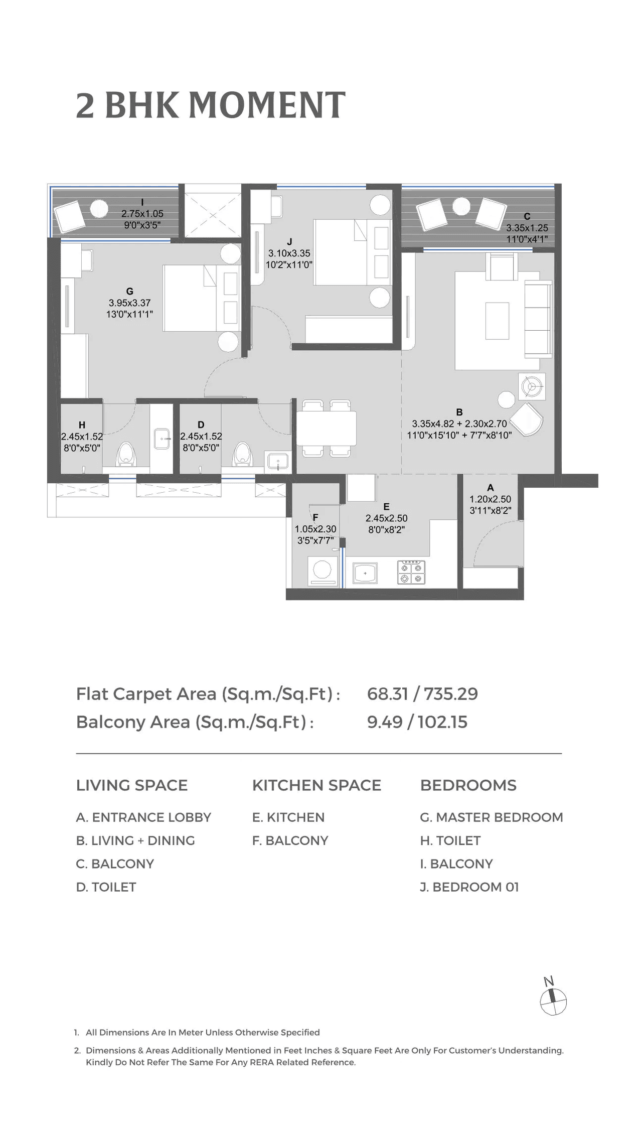 Kolte Patil Echoes Unit plan - 838 sq.ft.