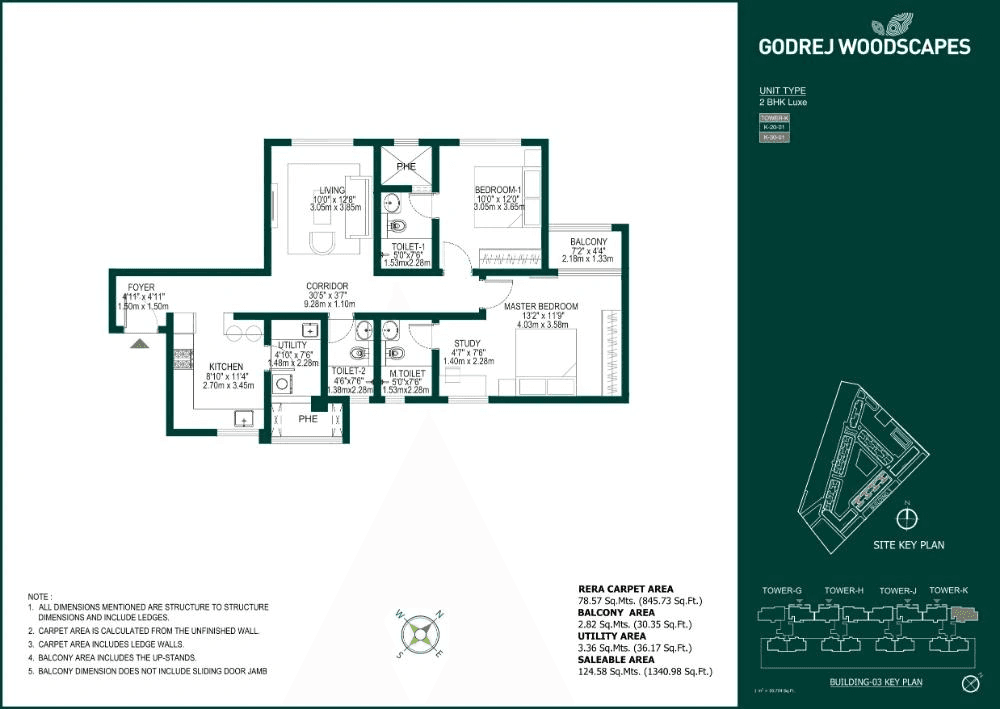 Godrej Budigere Cross Unit plan - 844 sq.ft.