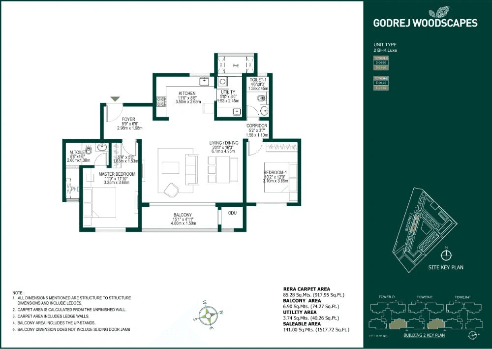 Unit plan - 955 sq.ft.