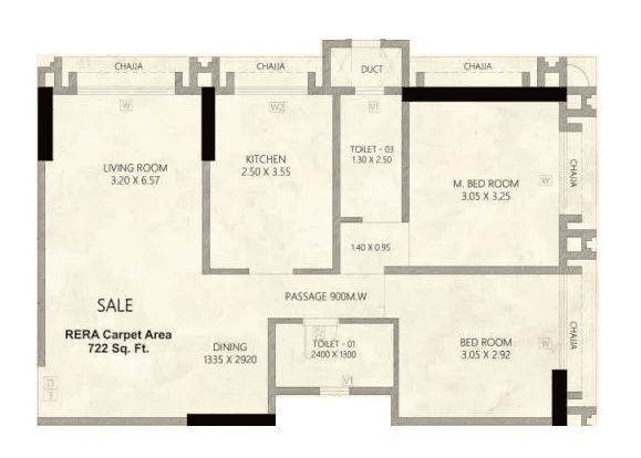 Rudua 27 Vidya Unit plan - 722 sq.ft.