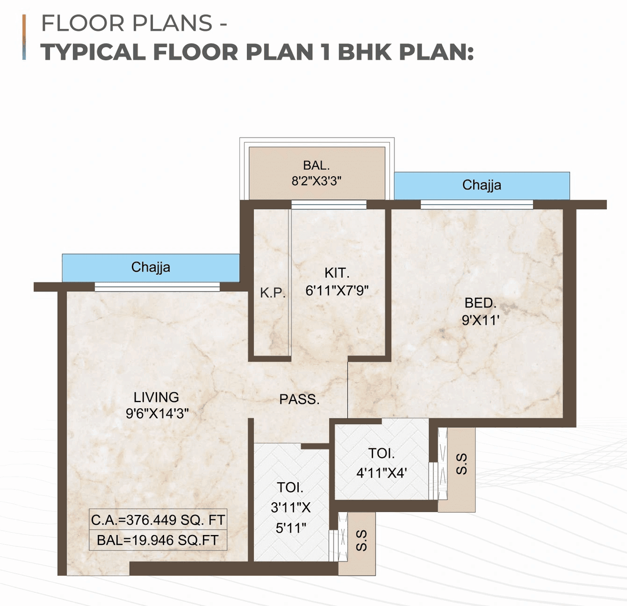 Qualcon Season Square Unit plan - 396 sq.ft.