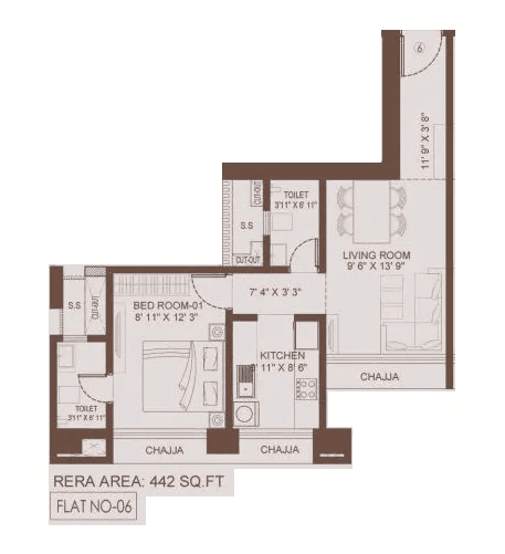 Suraj Vitalis Unit plan - 442 sq.ft.