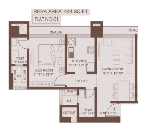 Suraj Vitalis Unit plan - 444 sq.ft.