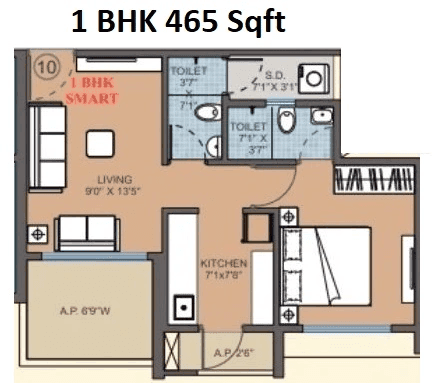 Matoshree Nagar Excellency Unit plan - 465 sq.ft.