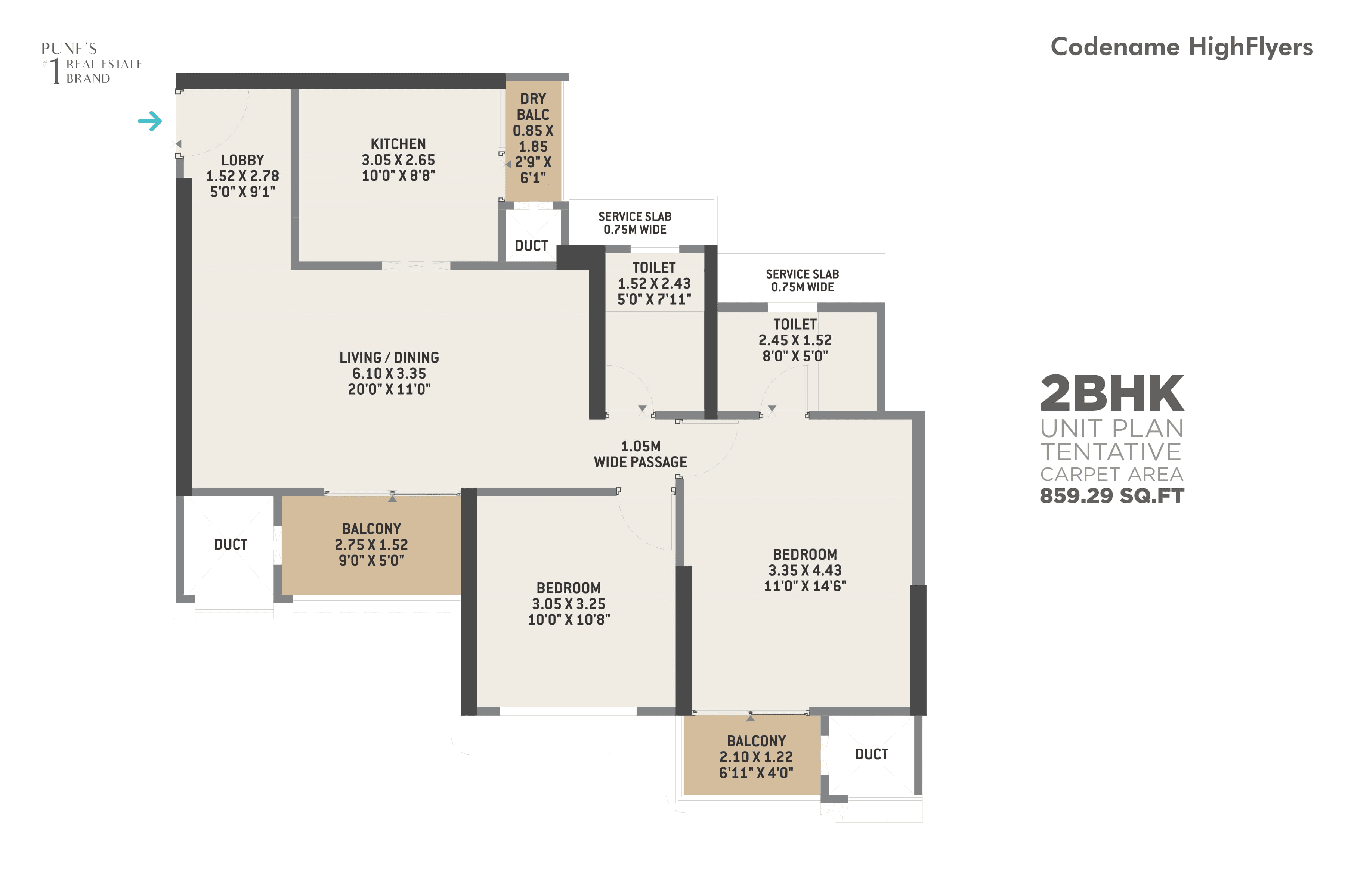 Unit plan - 859 sq.ft.