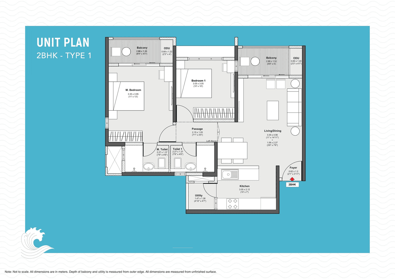 Godrej Serene Unit plan - 766 sq.ft.
