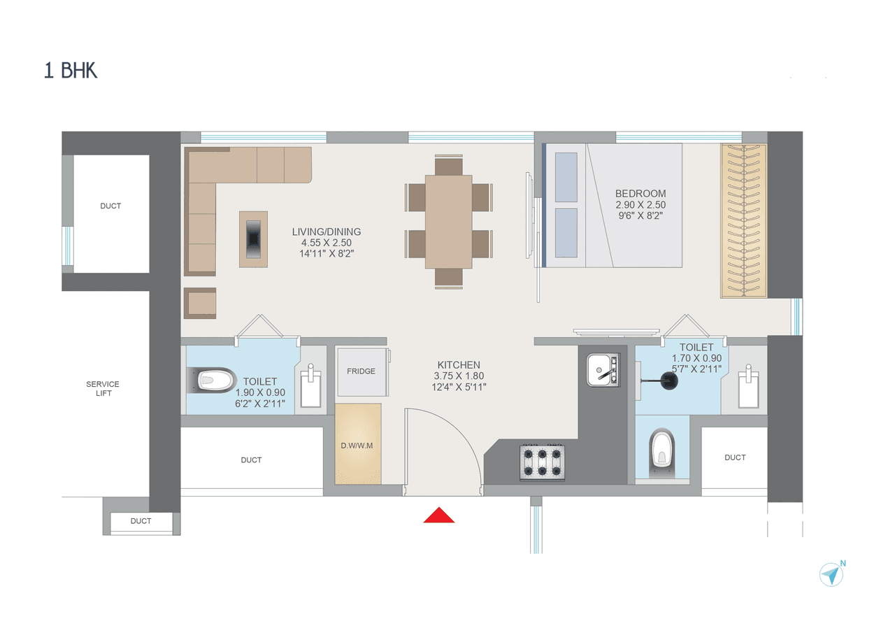 Hubtown Celeste Unit plan - 330 sq.ft.