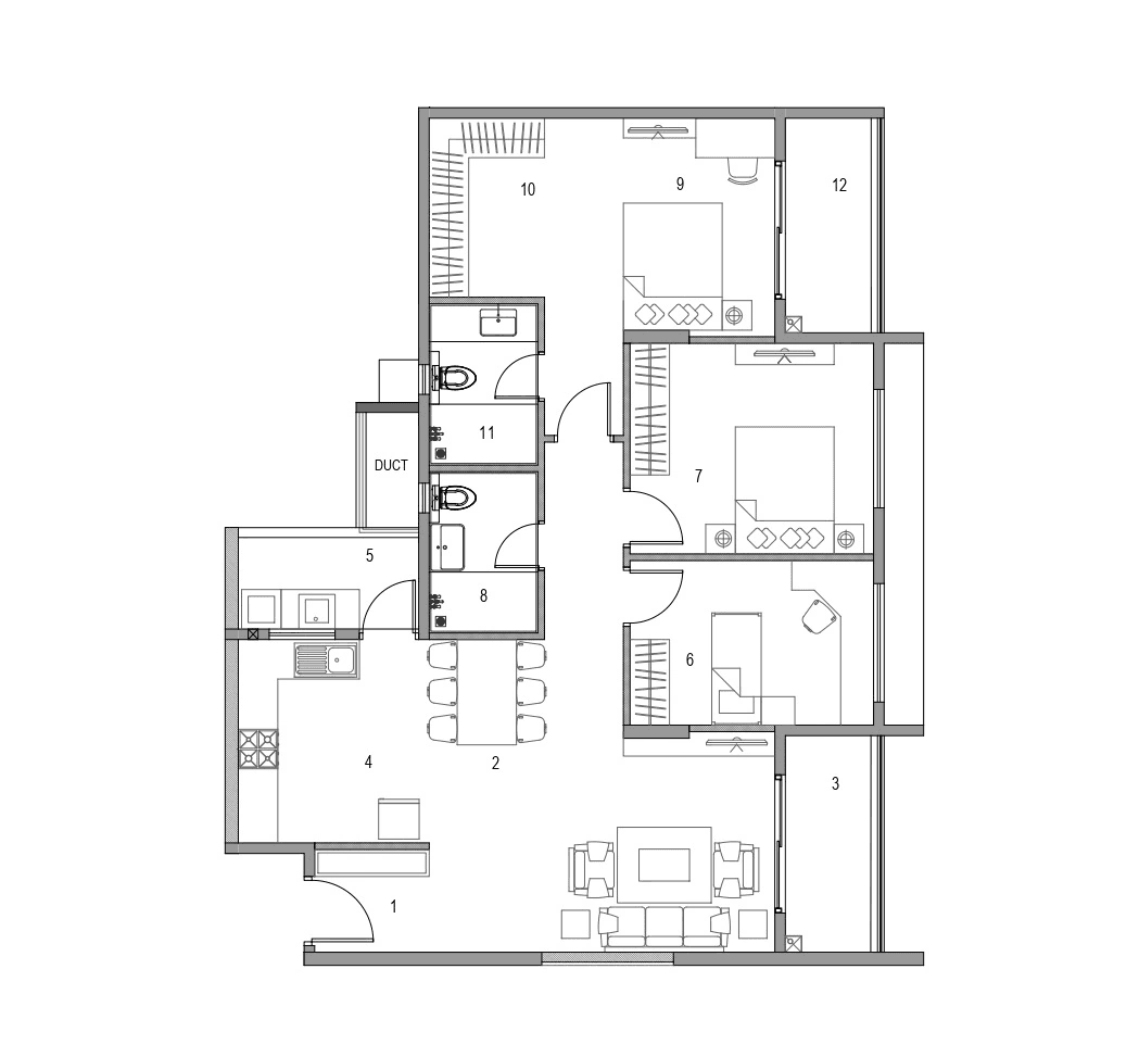 Adarsh Parkland Unit plan - 965 sq.ft.